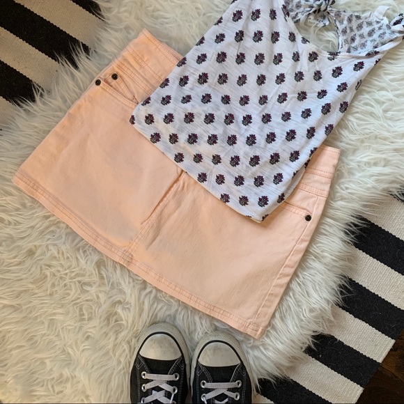 peach denim mini jean skirt by Chor cotton stretch - Picture 7 of 10